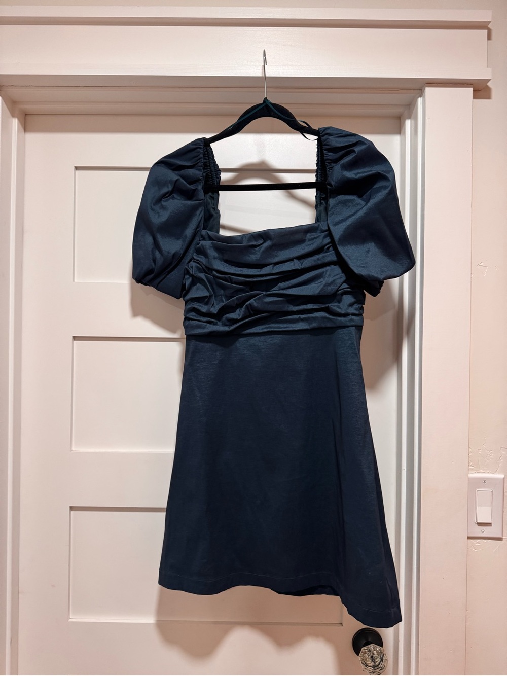 Socialite Deep Teal Puff-Sleeve Mini Dress